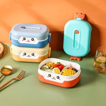 Školské Deti Bento Lunch Box Obdĺžnikový Nepresakuje Plastové Anime Prenosné Mikrovlnná Potravín Kontajner Školy Dieťa Lunchbox