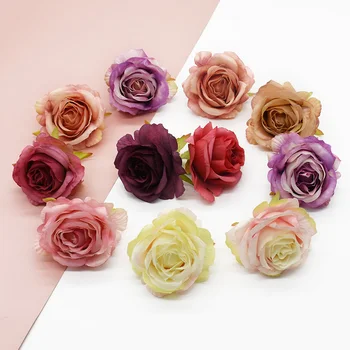 5/10pcs 6 cm Umelé Ruže pre Domova Svadobné Dekoratívne Kvety, Vence Candy Box Hodvábneho Kvetu Vianočné Headdress Brošňa